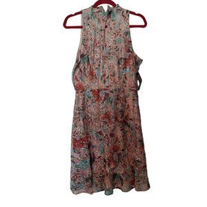 New York & Company 10 Blush Floral Lace Mid Length Dress